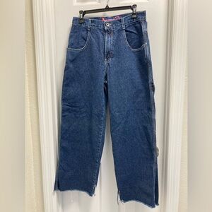 JNCO 85 Denim Vintage Y2K Cargo Blue Jeans with Embroidered Patch